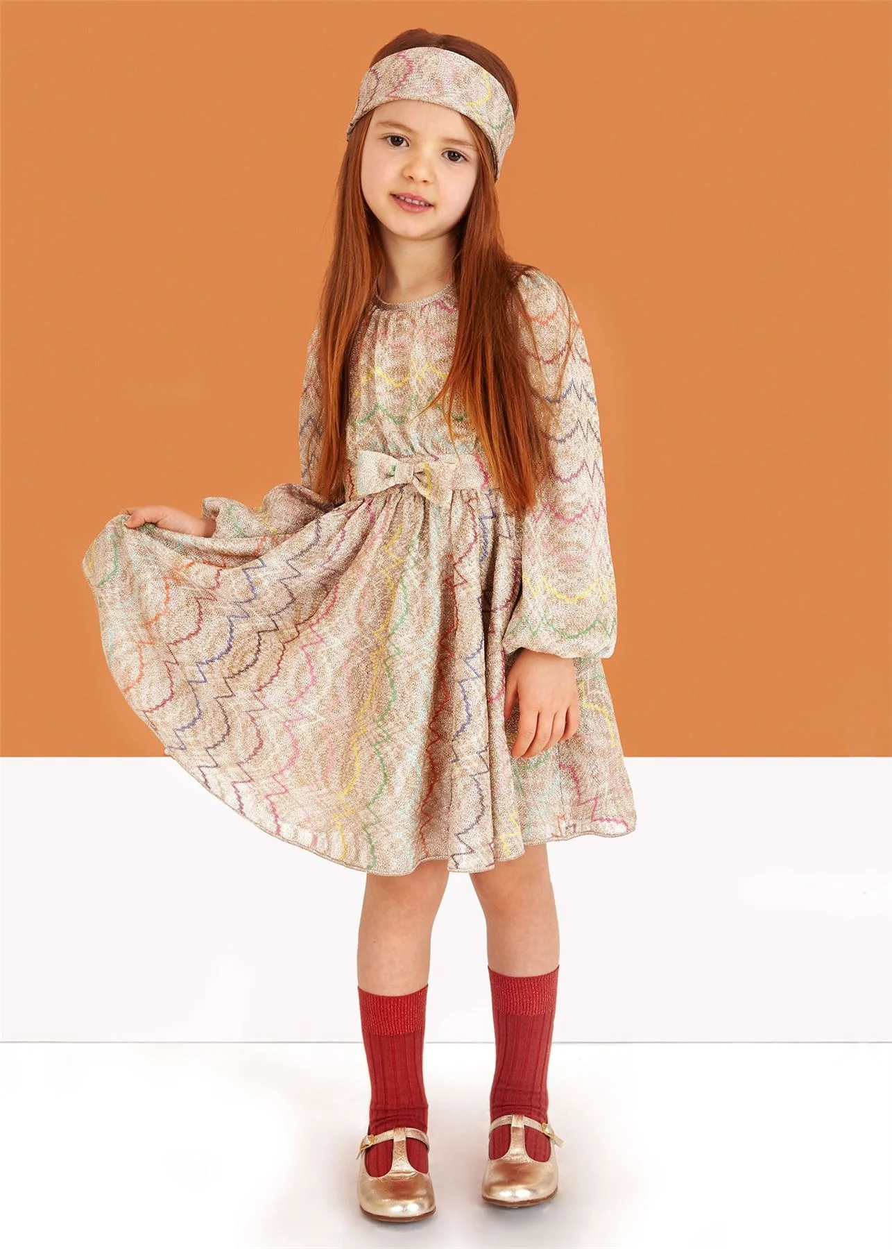 MISSONI GIRLS GOLD KNIT DRESS 4 YEARS - Image 5
