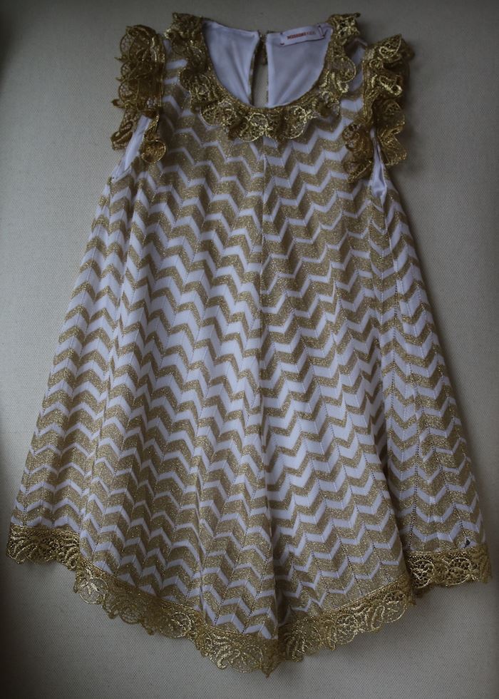 MISSONI GIRLS GOLD KNIT DRESS WITH LACE 4-5 YEARS - Image 2