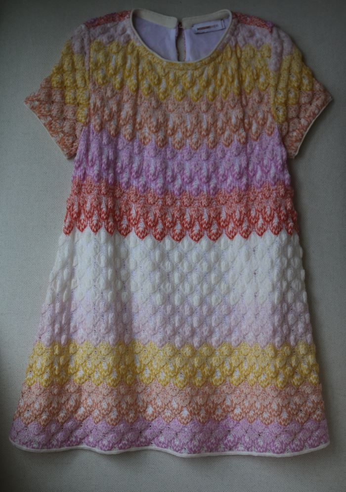 MISSONI GIRLS PINK KNIT CHEVRON DRESS 4-5 YEARS - Image 2