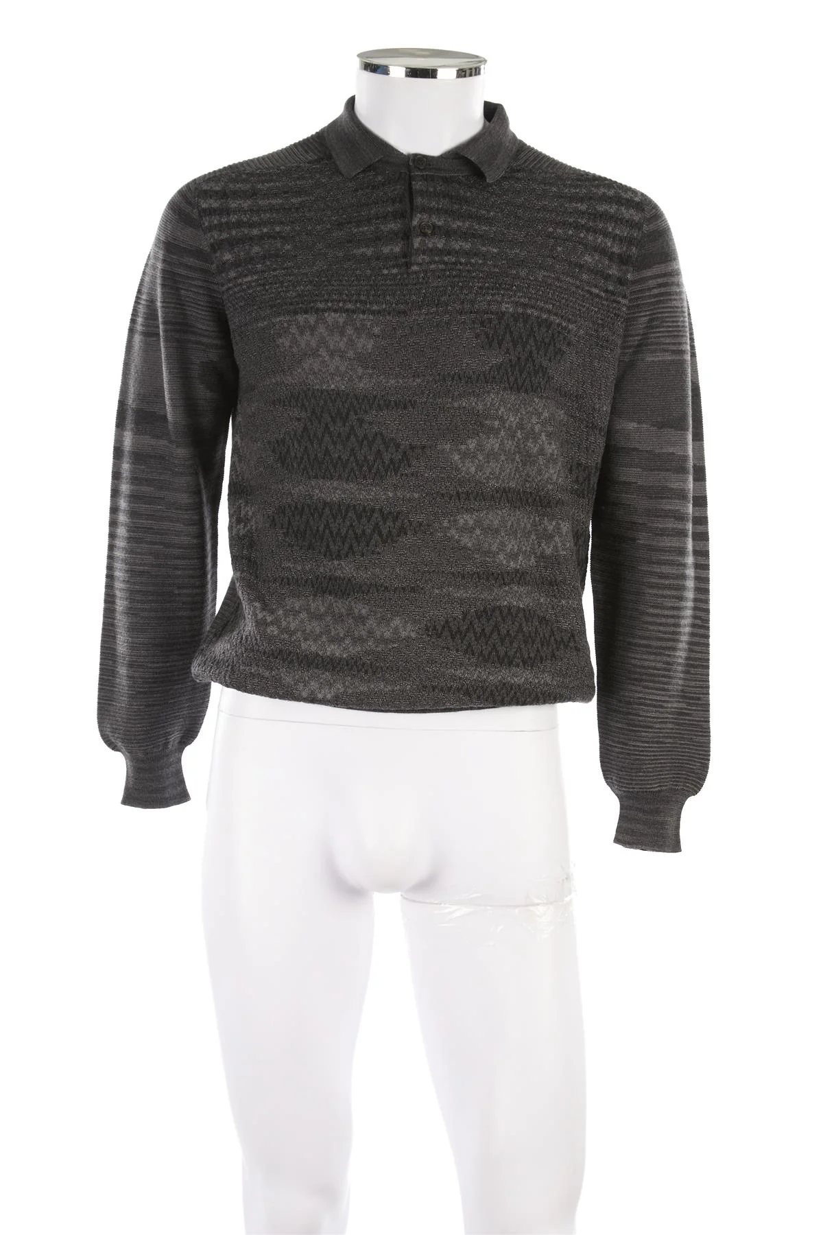 MISSONI GREY MEN'S WOOL SWEATER UK/US 38 FR 48 IT 48 - Image 2