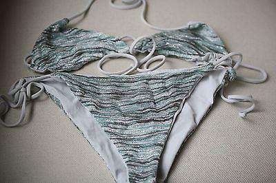 MISSONI MARE ONDINA FIAMMATA GREY KNIT CROCHET BIKINI IT 42 UK 10 - Image 3