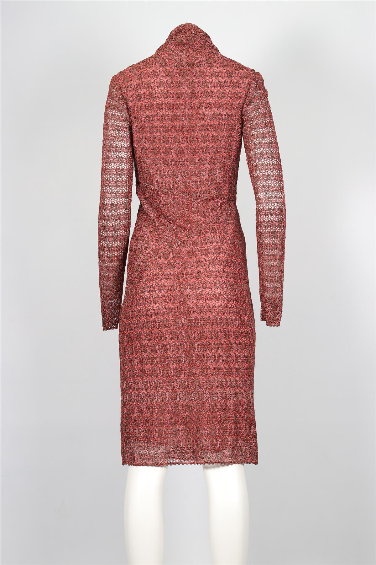 MISSONI RED CROCHET MIDI DRESS IT 42 UK 8 - Image 4