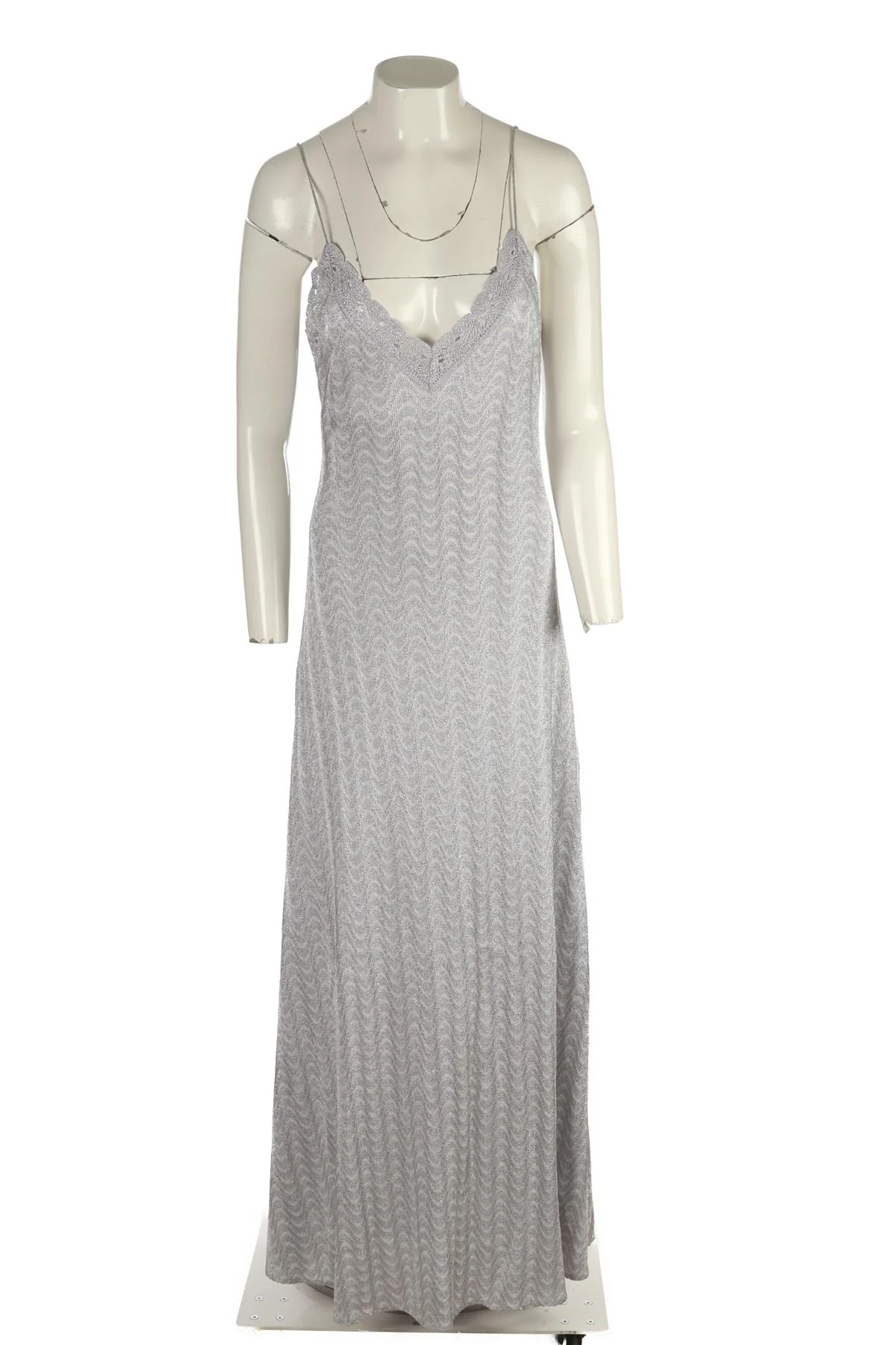 MISSONI SILVER CROCHET MAXI DRESS IT 42 UK 10 - Image 2