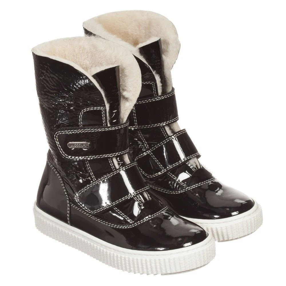 MISSOURI BABY GIRLS BLACK PATENT LEATHER BOOTS EU 23 UK 6 - Image 2