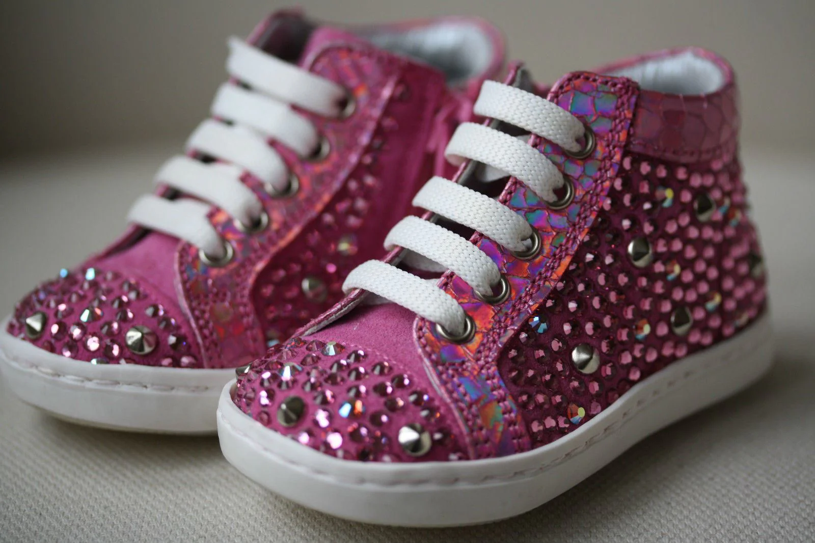 MISSOURI BABY PINK LEATHER CRYSTAL SNEAKERS EU 19 UK 3 US 4 - Image 2