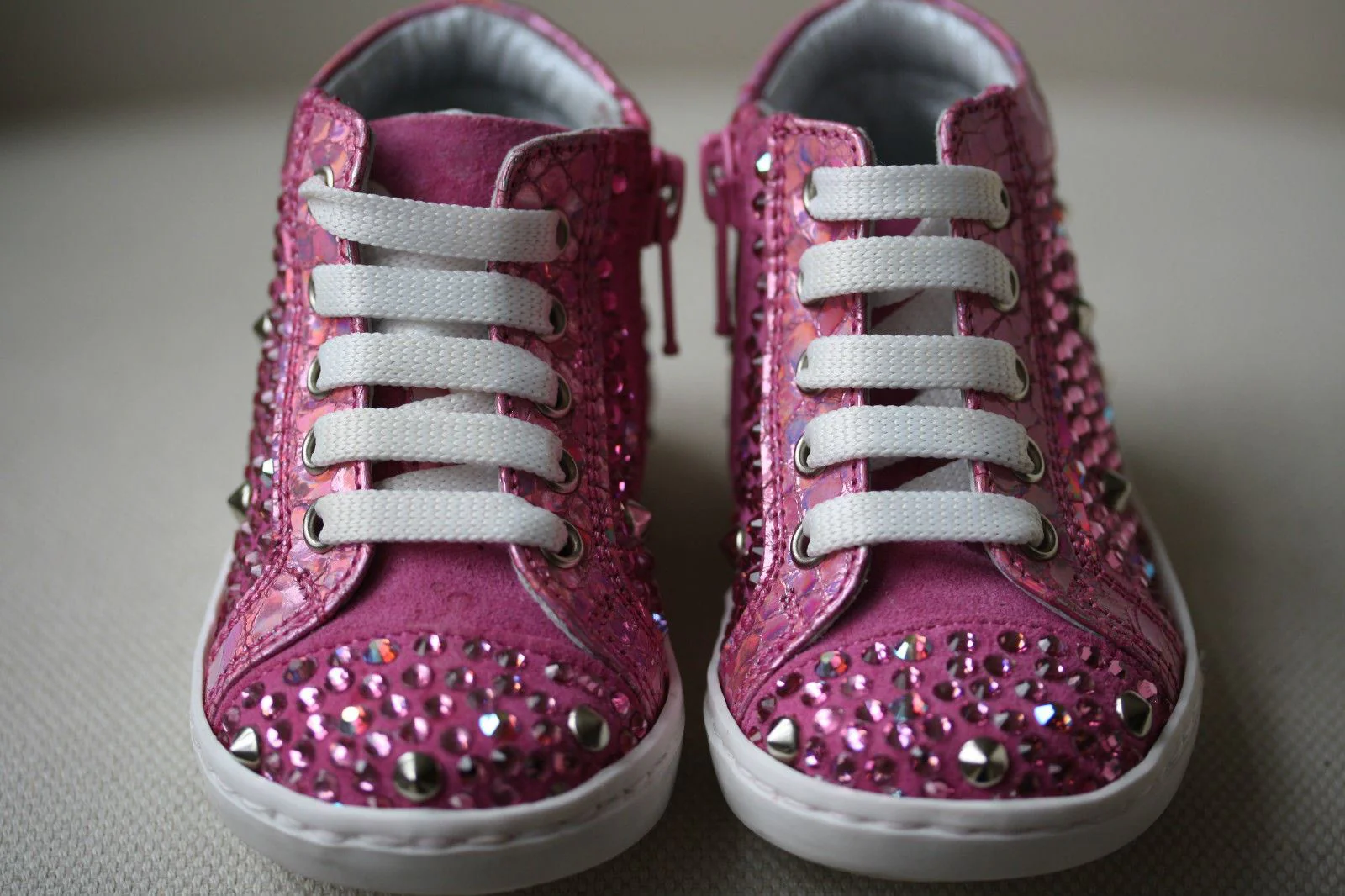 MISSOURI BABY PINK LEATHER CRYSTAL SNEAKERS EU 19 UK 3 US 4 - Image 4