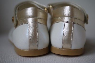 MISSOURI GIRLS IVORY & GOLD LEATHER BOW SHOES EU 24 UK 7 - Image 5