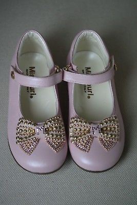 MISSOURI GIRLS PINK LEATHER BOW SHOES EU 24 UK 7 - Image 4