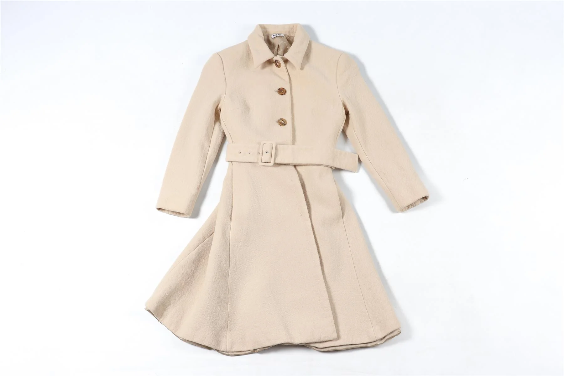MIU MIU BEIGE WOOL COAT IT 36 UK 4 - Image 2