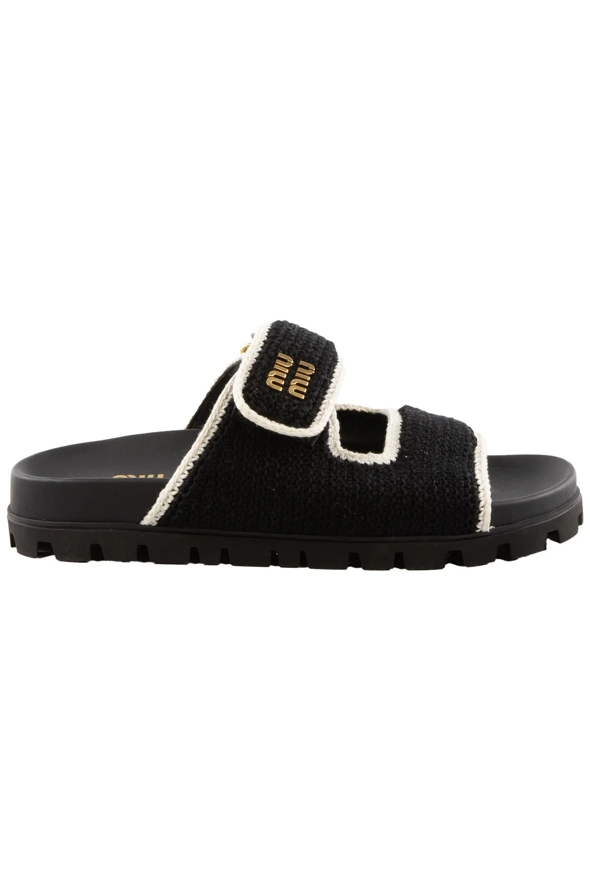 MIU MIU BLACK CROCHET SLIDES EU 38 UK 5