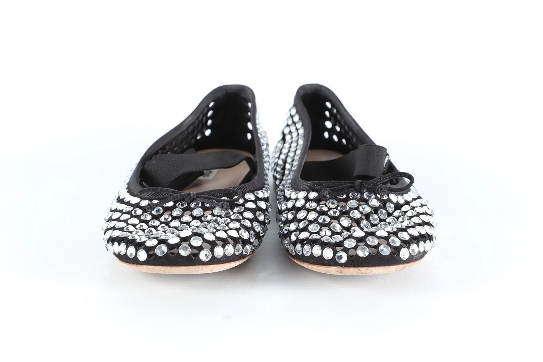 MIU MIU BLACK CRYSTAL BALLET FLATS EU 39.5 UK 6.5 US 9.5 - Image 3