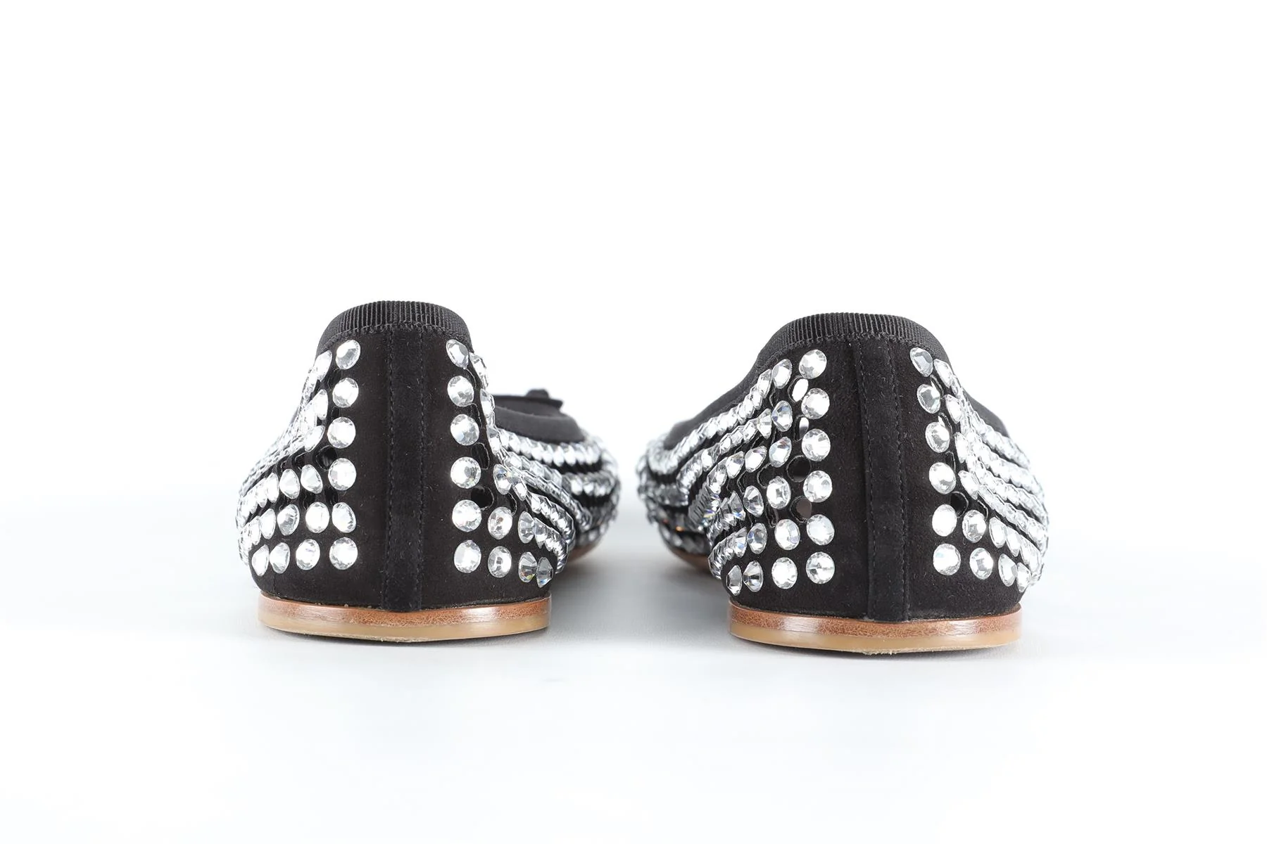 MIU MIU BLACK CRYSTAL BALLET FLATS EU 39.5 UK 6.5 US 9.5 - Image 5