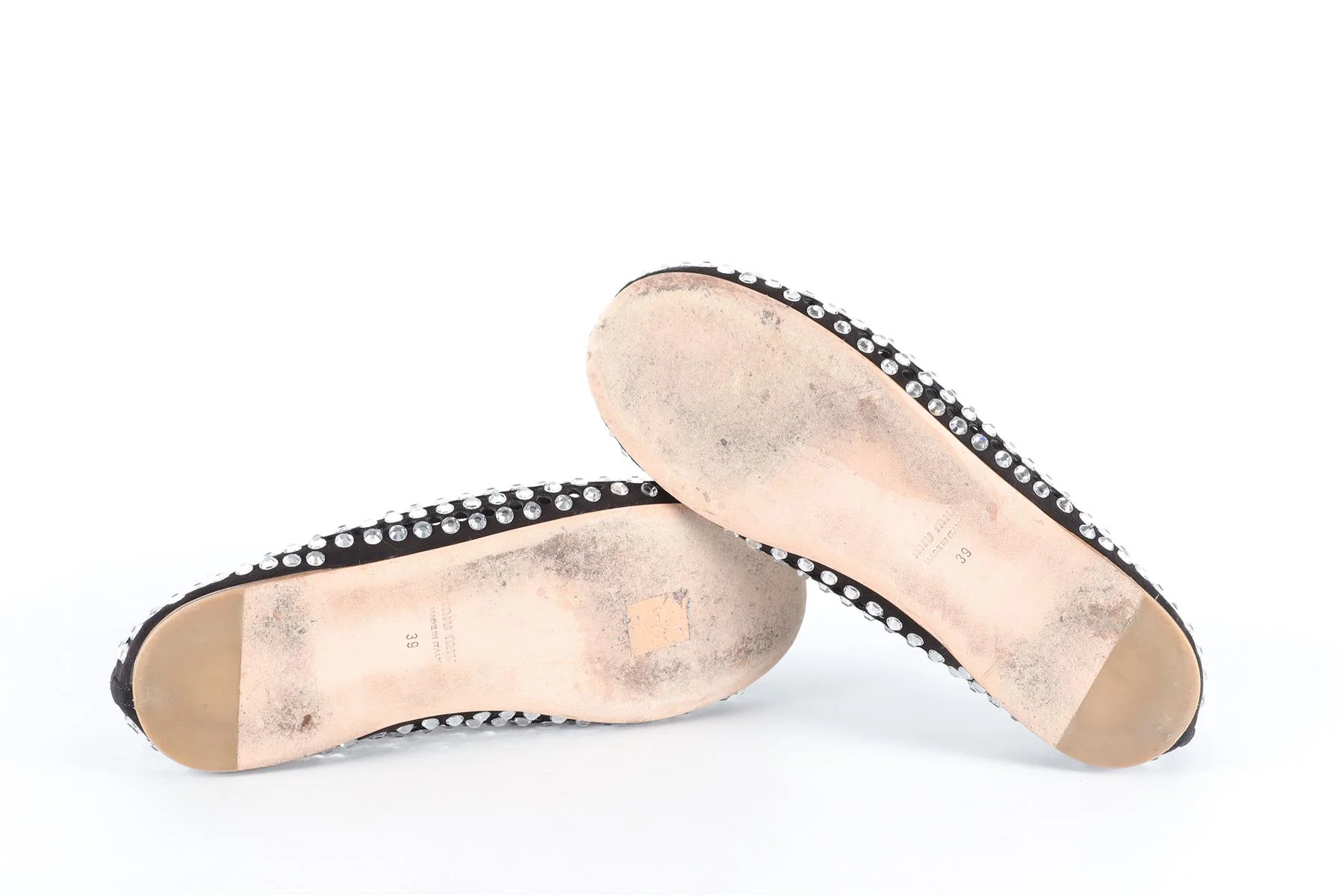 MIU MIU BLACK CRYSTAL BALLET FLATS EU 39.5 UK 6.5 US 9.5 - Image 6