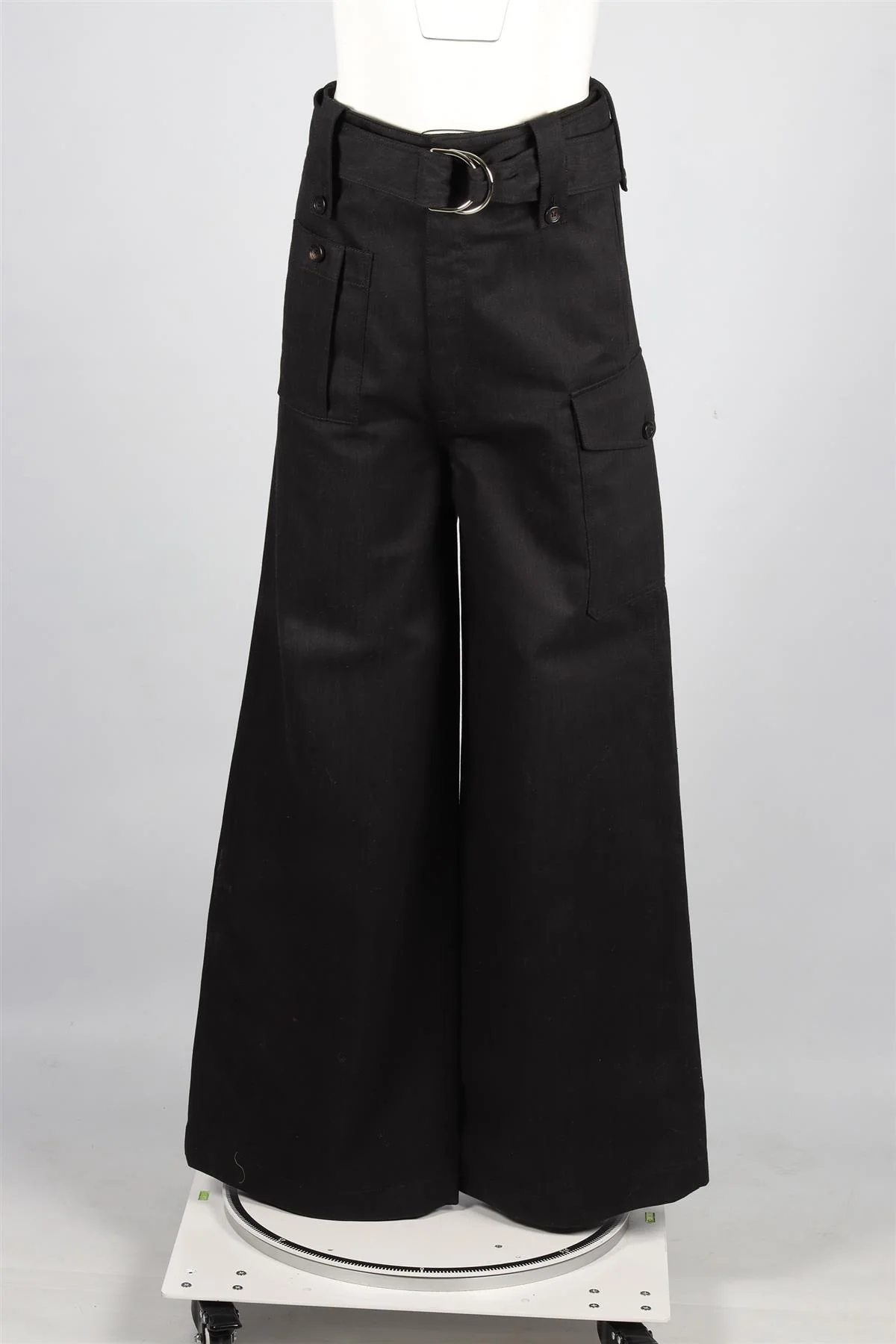 MIU MIU BLACK DENIM WIDE LEG PANTS IT 38 UK 6 - Image 2