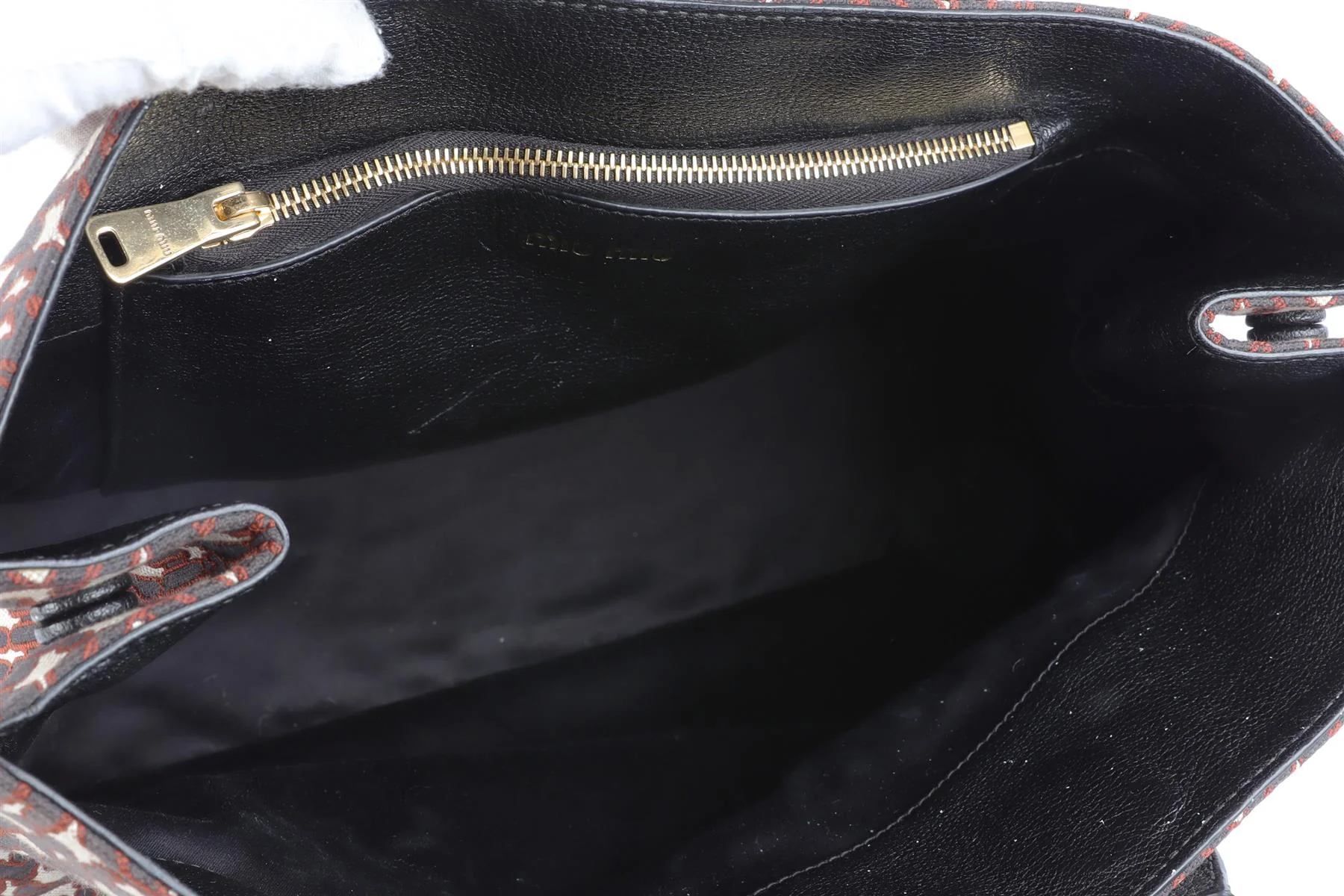 MIU MIU BLACK MADRAS JACQUARD TOTE BAG - Image 10
