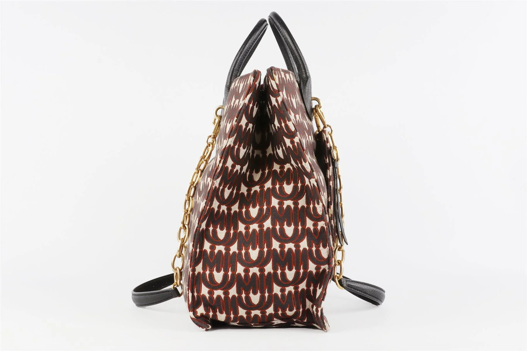 MIU MIU BLACK MADRAS JACQUARD TOTE BAG - Image 4