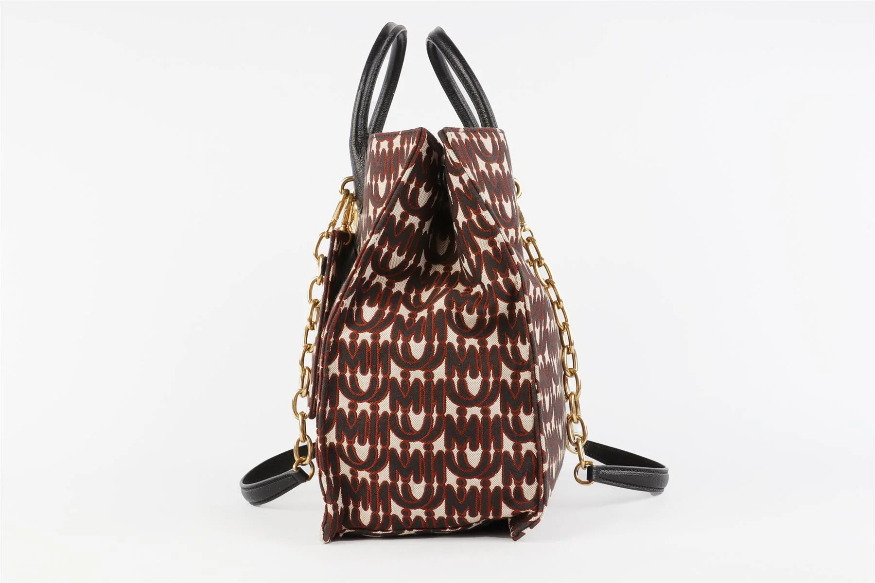 MIU MIU BLACK MADRAS JACQUARD TOTE BAG - Image 5