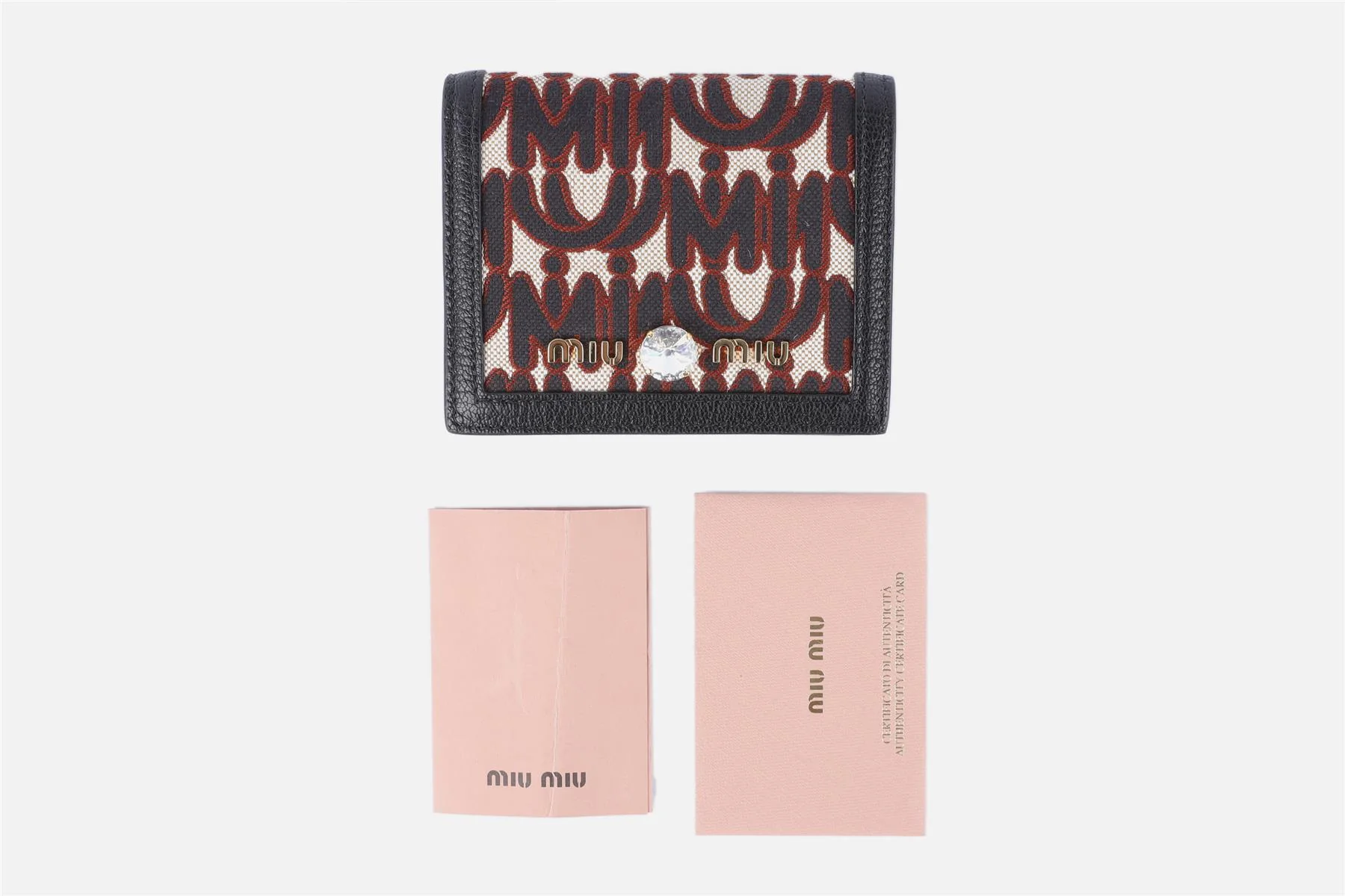 MIU MIU BLACK MADRAS JACQUARD WALLET - Image 11