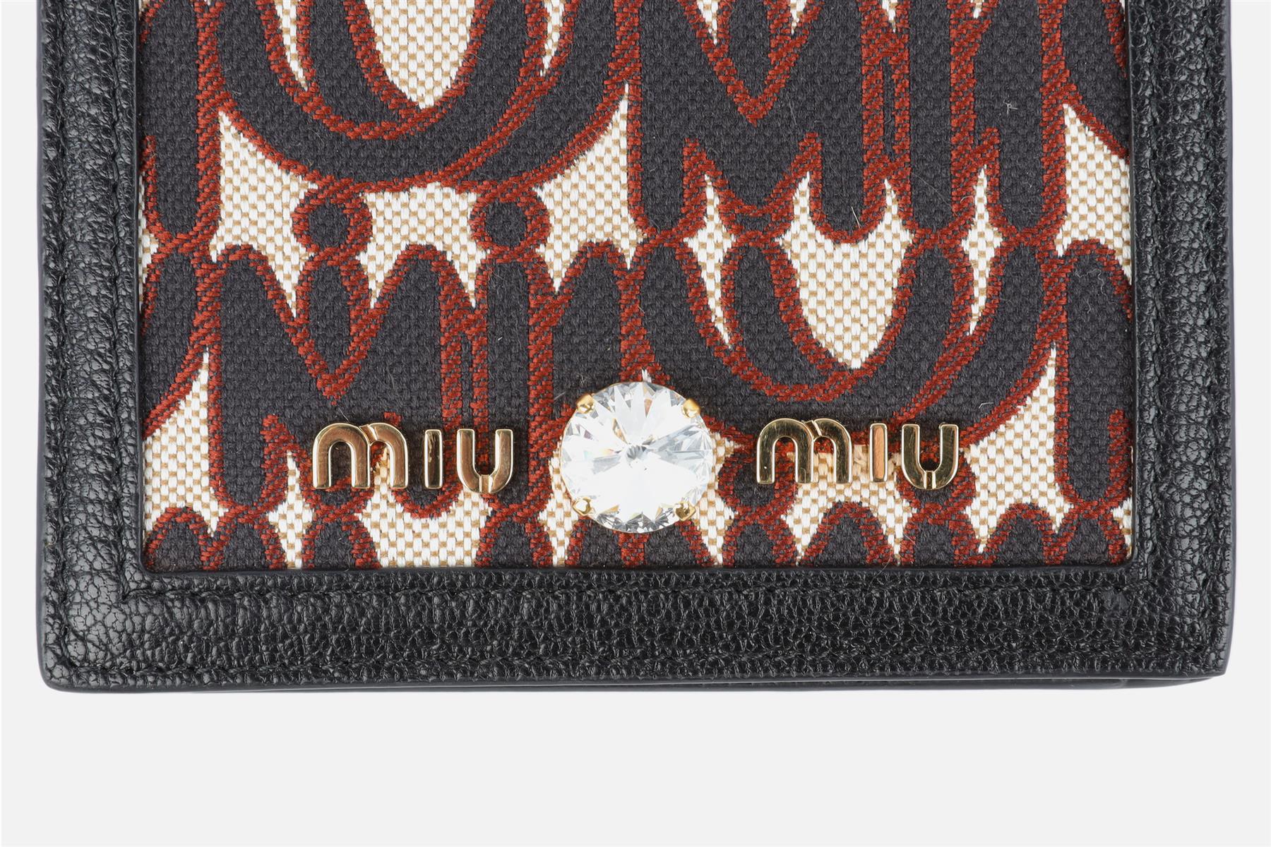 MIU MIU BLACK MADRAS JACQUARD WALLET - Image 7
