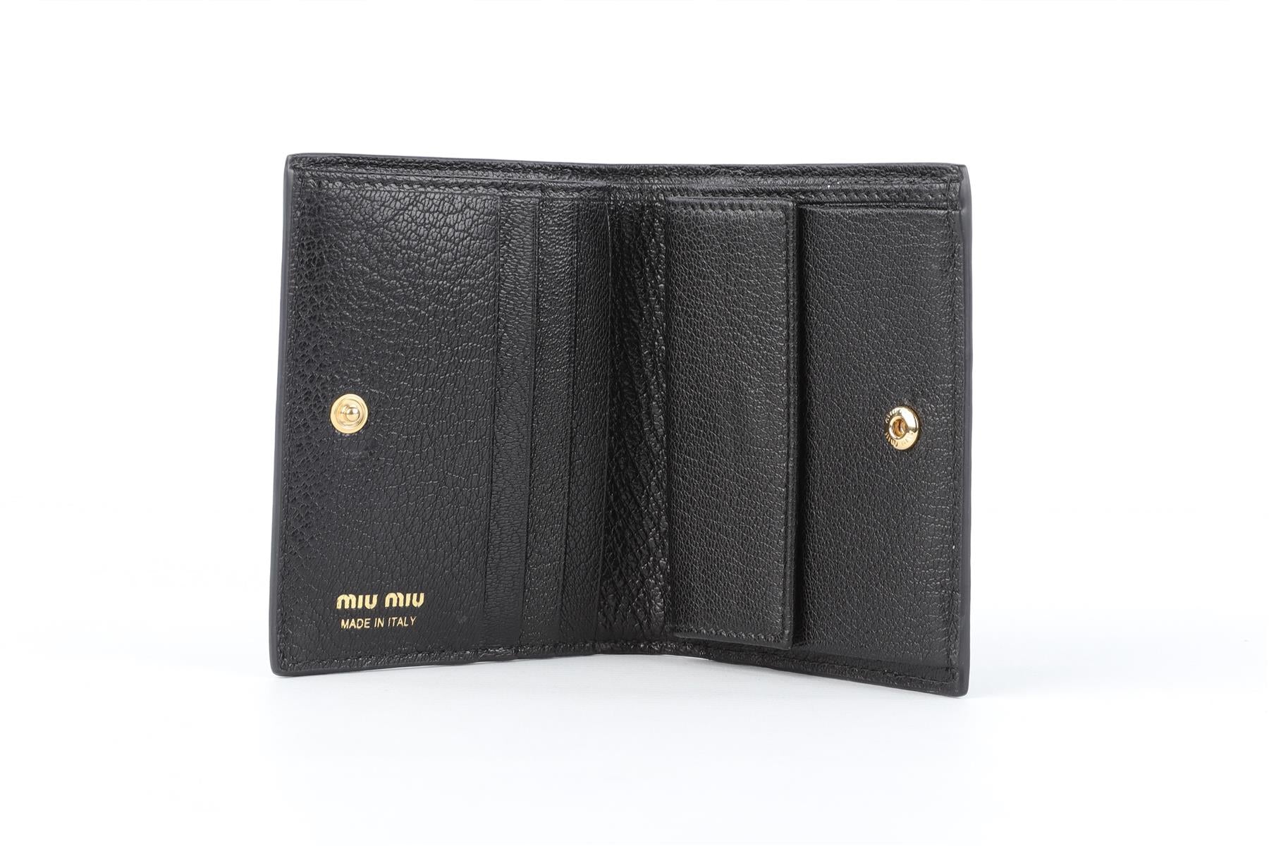 MIU MIU BLACK MADRAS JACQUARD WALLET - Image 8