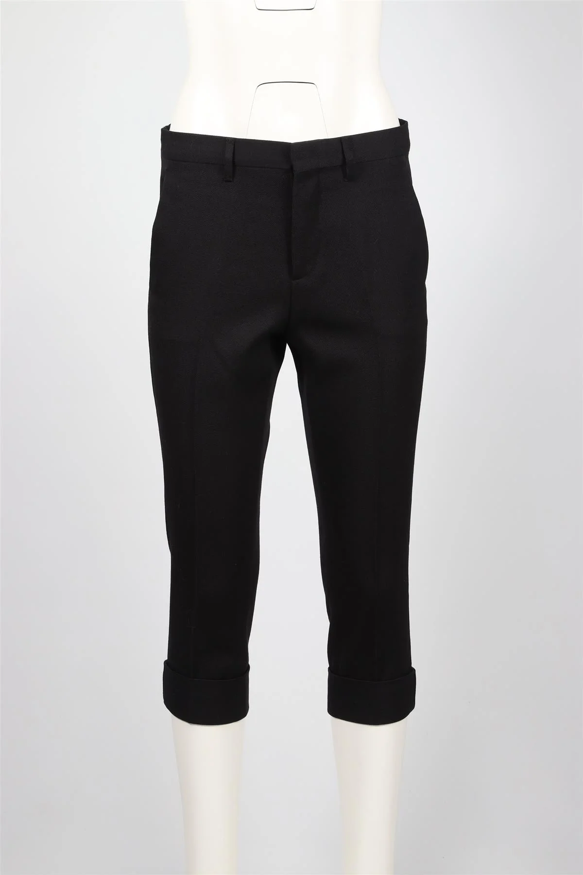 MIU MIU BLACK WOOL CROPPED TROUSERS IT 38 UK 6 - Image 2