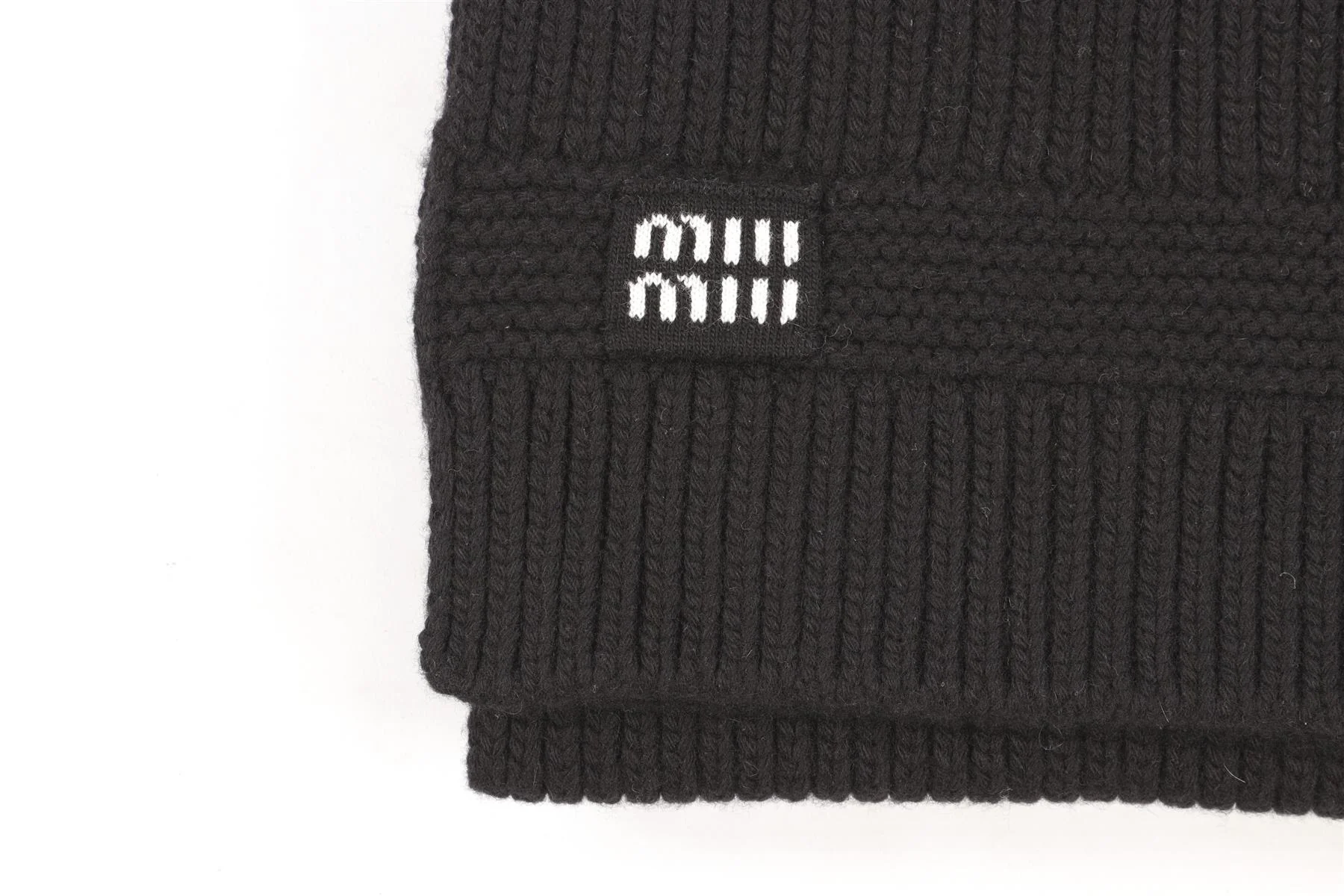 MIU MIU BLACK WOOL SCARF - Image 4