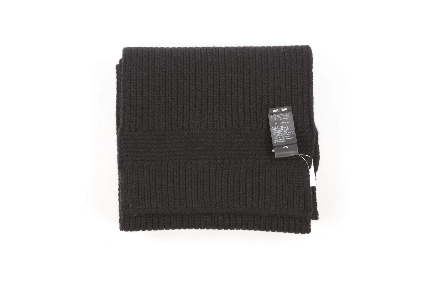 MIU MIU BLACK WOOL SCARF - Image 5
