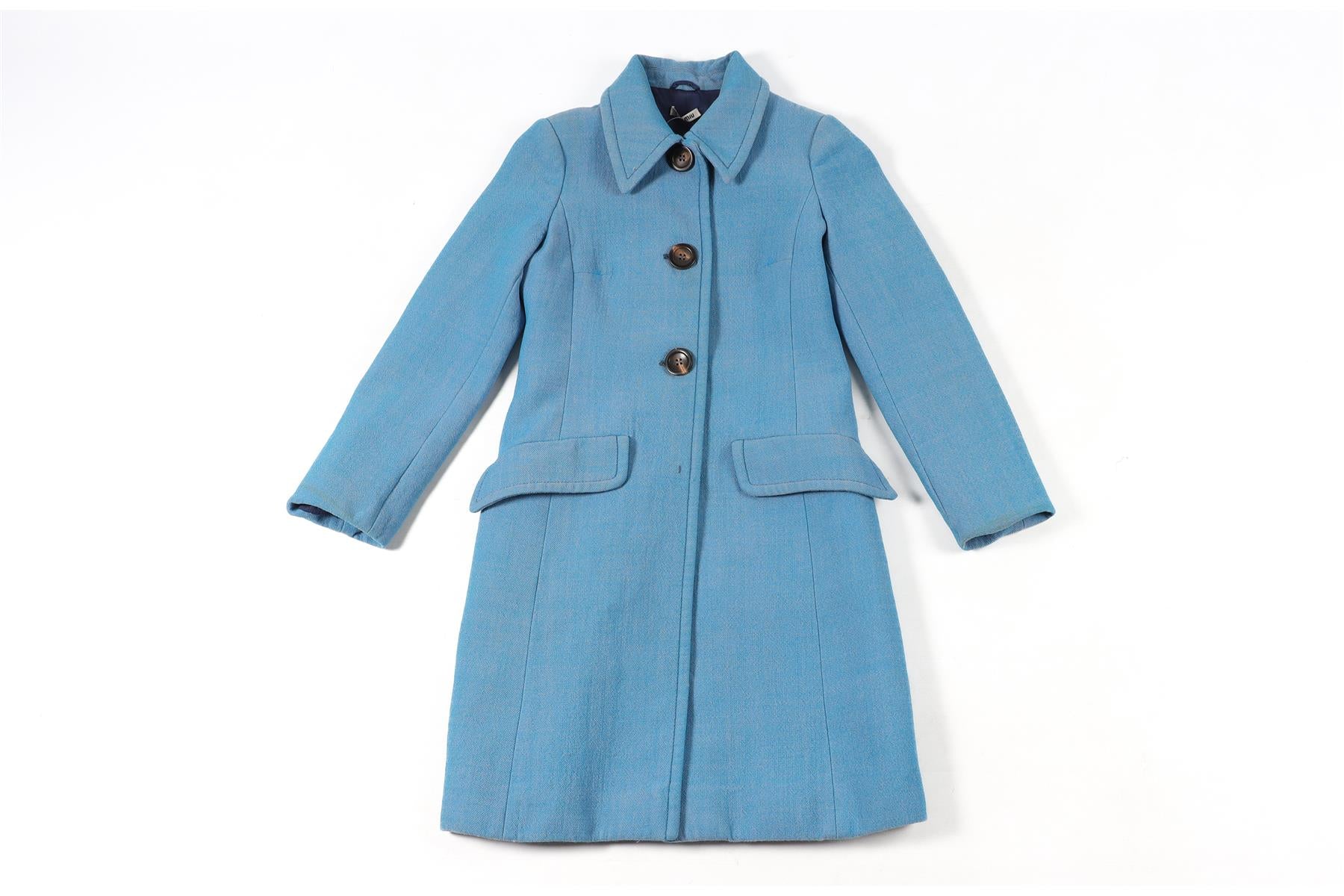 MIU MIU BLUE WOOL COAT IT 36 UK 4 - Image 2
