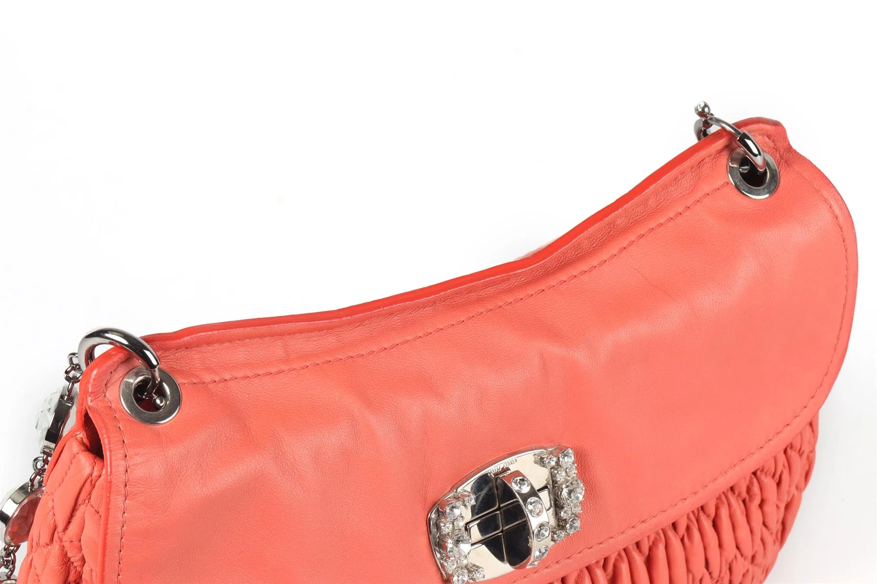 MIU MIU CORAL MATELASSÉ LEATHER SHOULDER BAG - Image 10