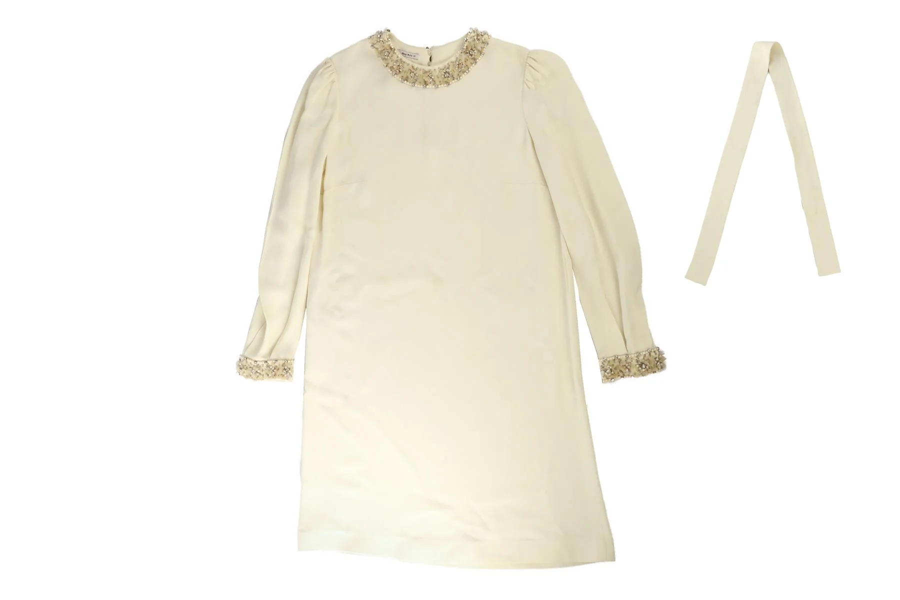 MIU MIU CREAM CREPE MIDI DRESS IT 38 UK 6 - Image 2