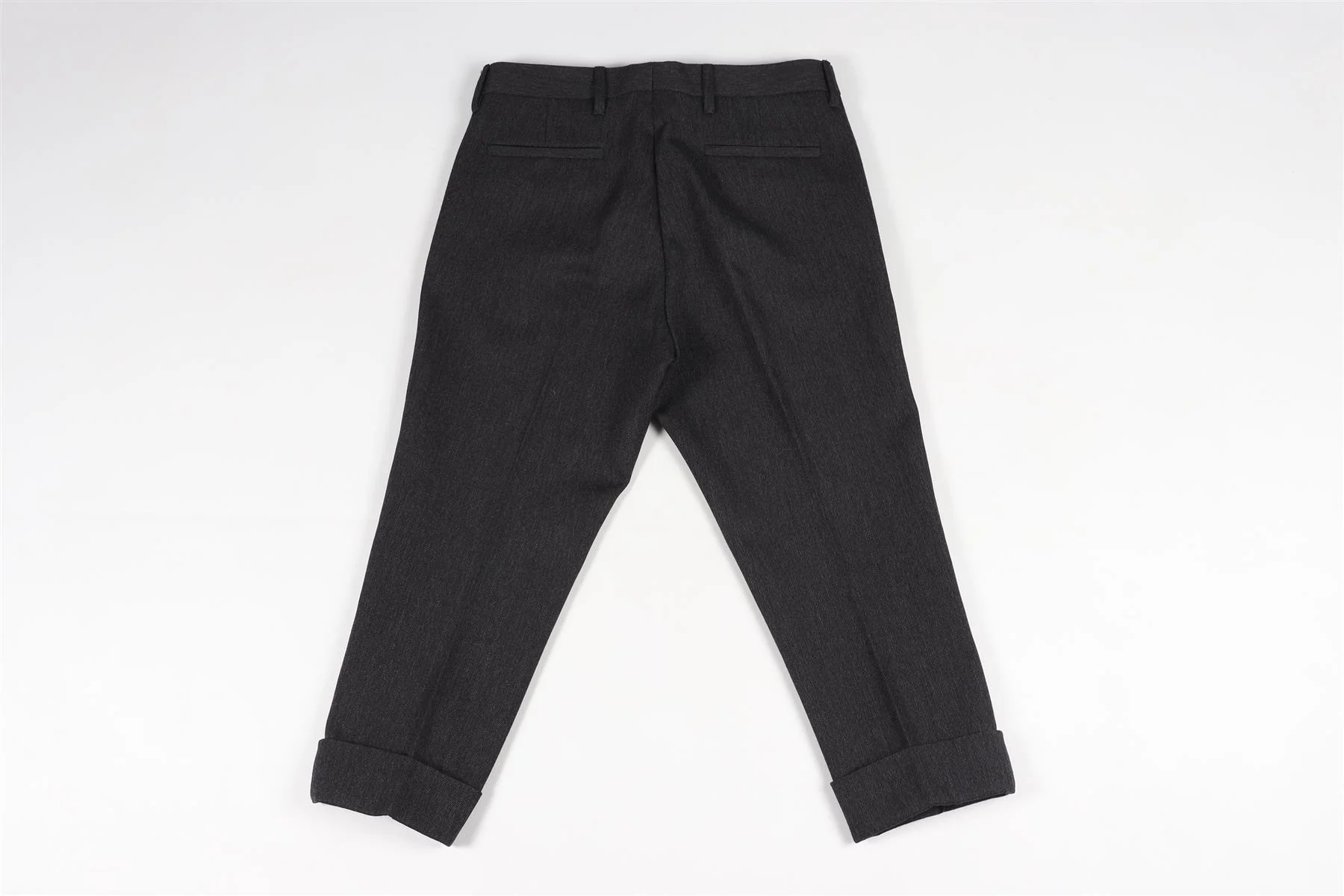 MIU MIU DARK GREY WOOL CROPPED TROUSERS IT 38 - Image 4