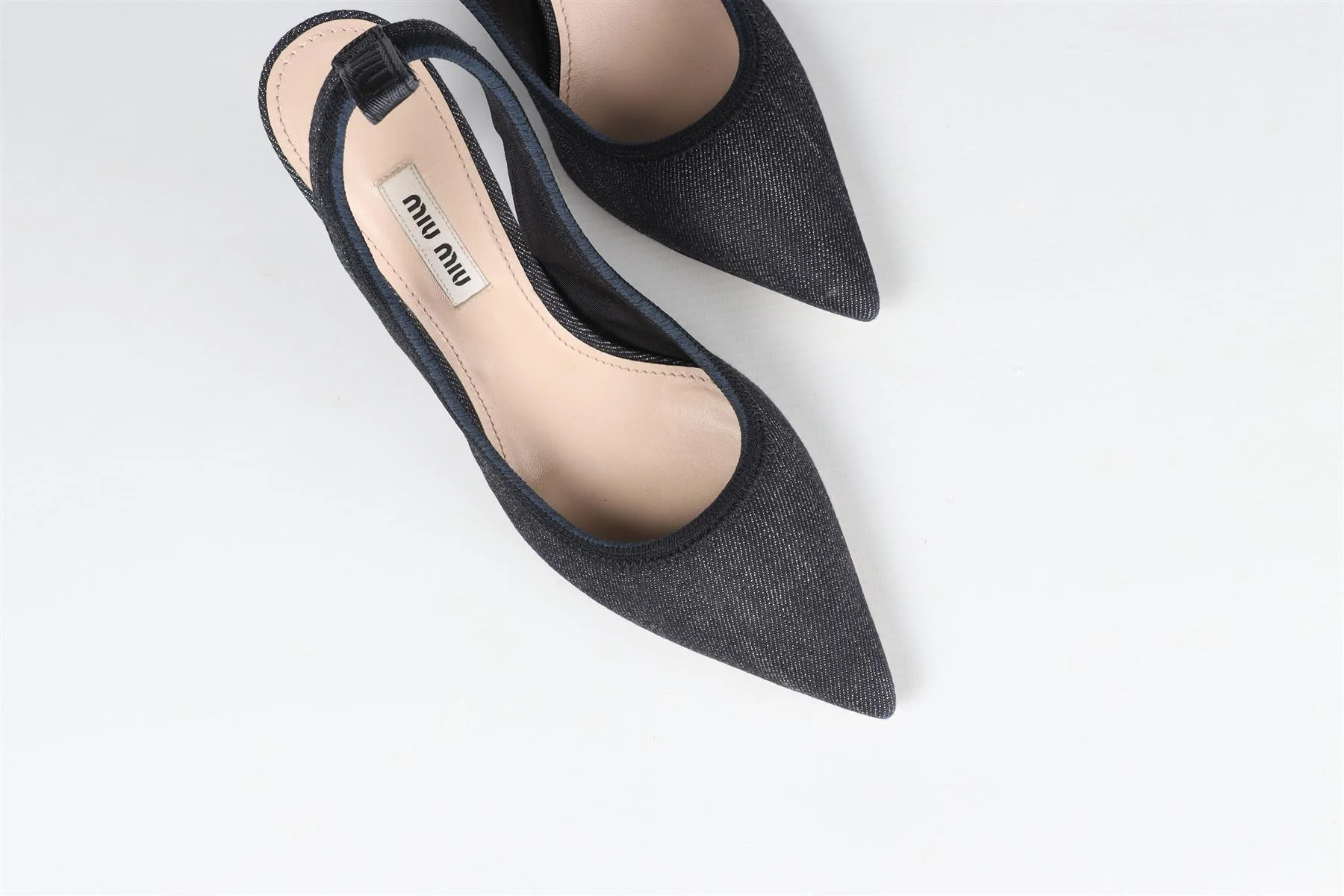 MIU MIU NAVY DENIM SLINGBACK PUMPS EU 36.5 UK 3.5 US 6.5 - Image 4
