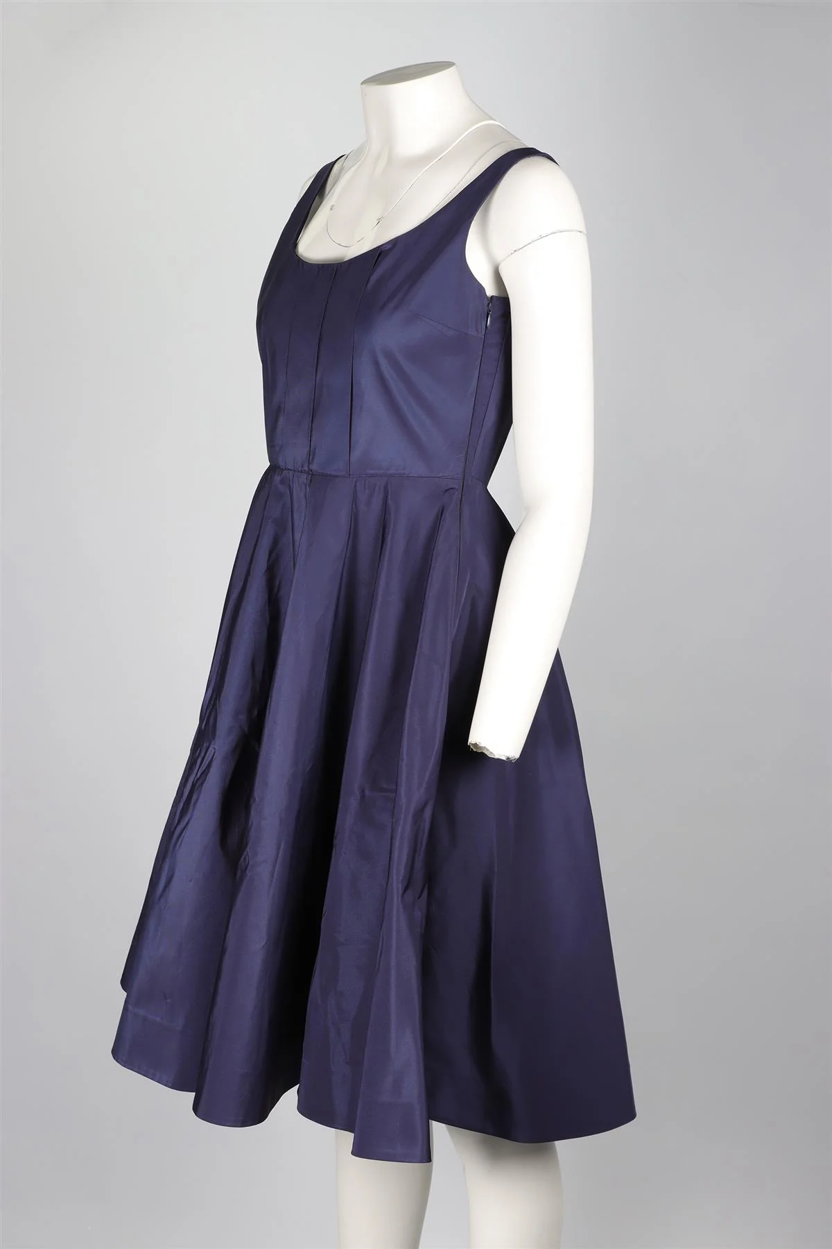MIU MIU NAVY TAFFETA MIDI DRESS IT 40 UK 8 - Image 3