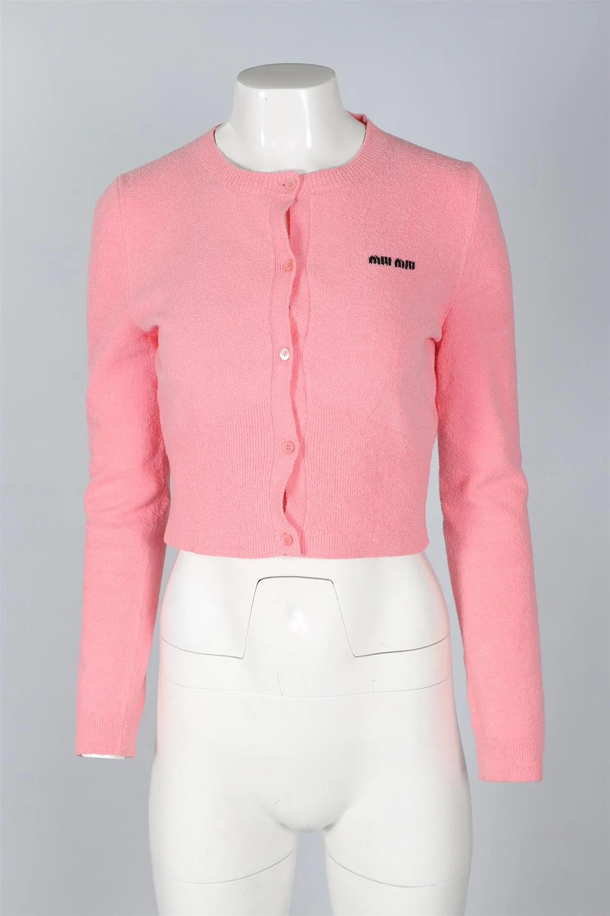 MIU MIU PINK COTTON CARDIGAN IT 42 UK 10 - Image 2