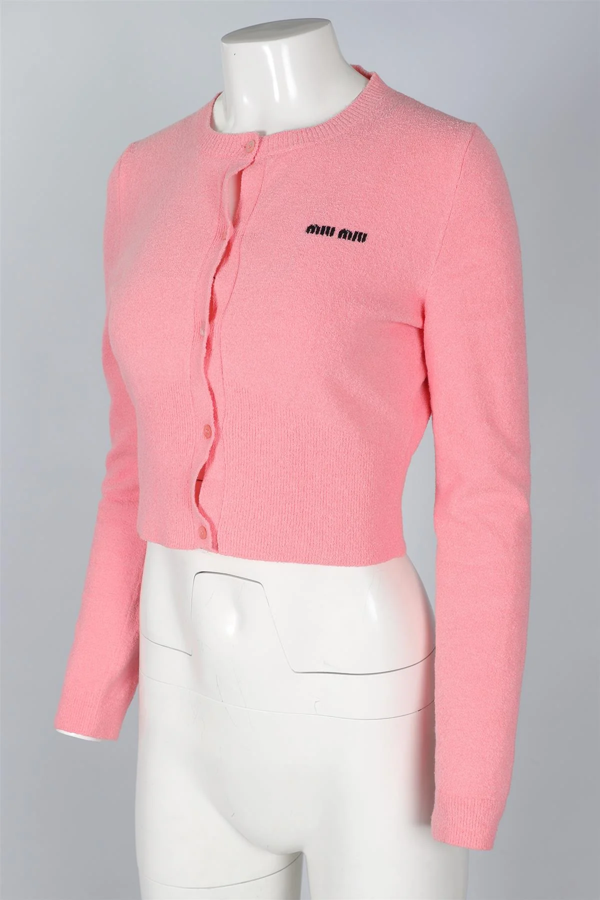 MIU MIU PINK COTTON CARDIGAN IT 42 UK 10 - Image 3