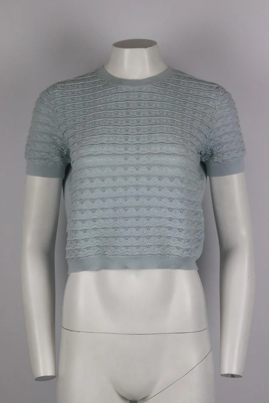 MIU MIU POINTELLE KNIT CASHMERE BLEND SWEATER IT 42 UK 10 - Image 2