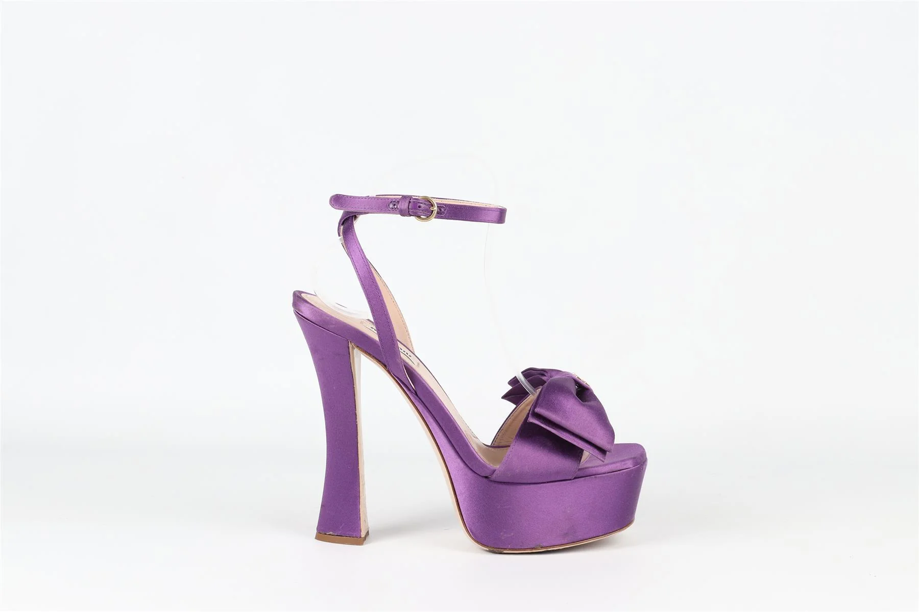MIU MIU PURPLE SATIN PLAFORM SANDALS EU 38.5 UK 5.5 US 8.5 - Image 2