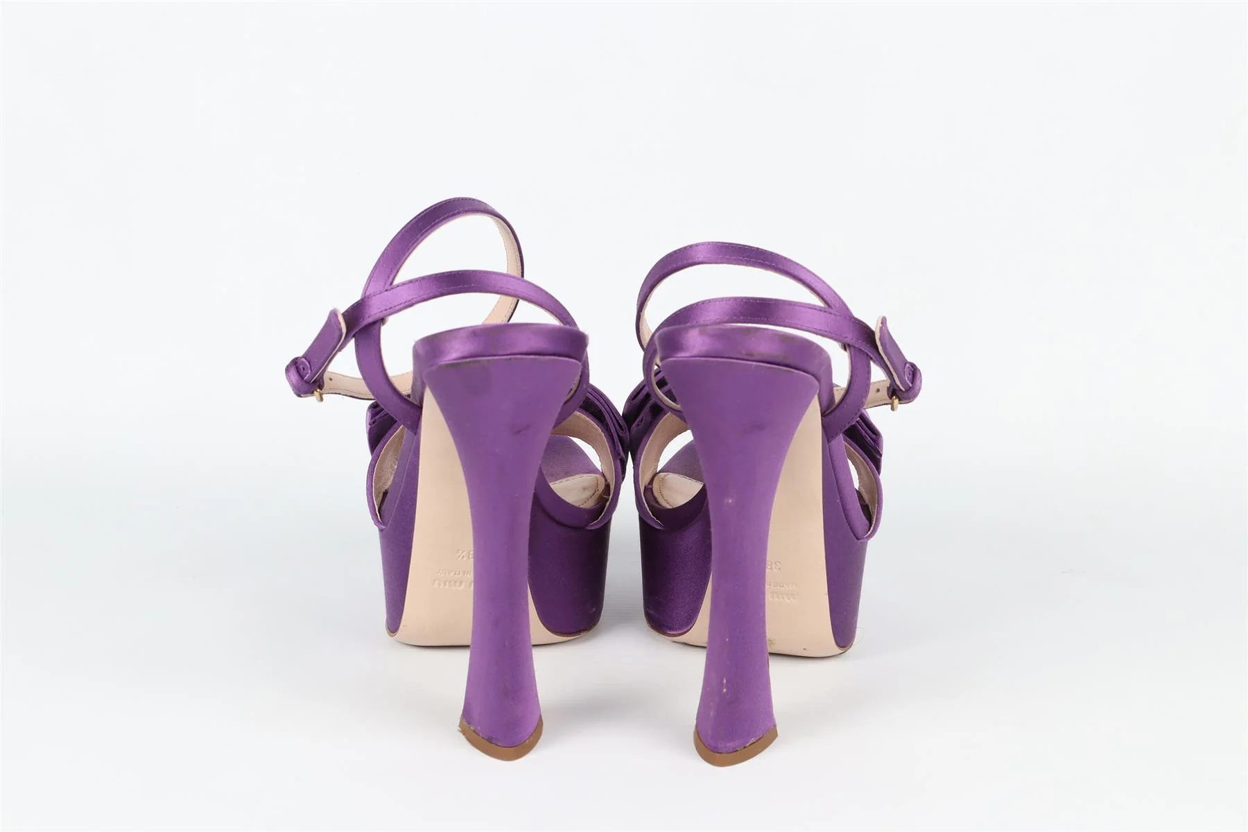 MIU MIU PURPLE SATIN PLAFORM SANDALS EU 38.5 UK 5.5 US 8.5 - Image 5