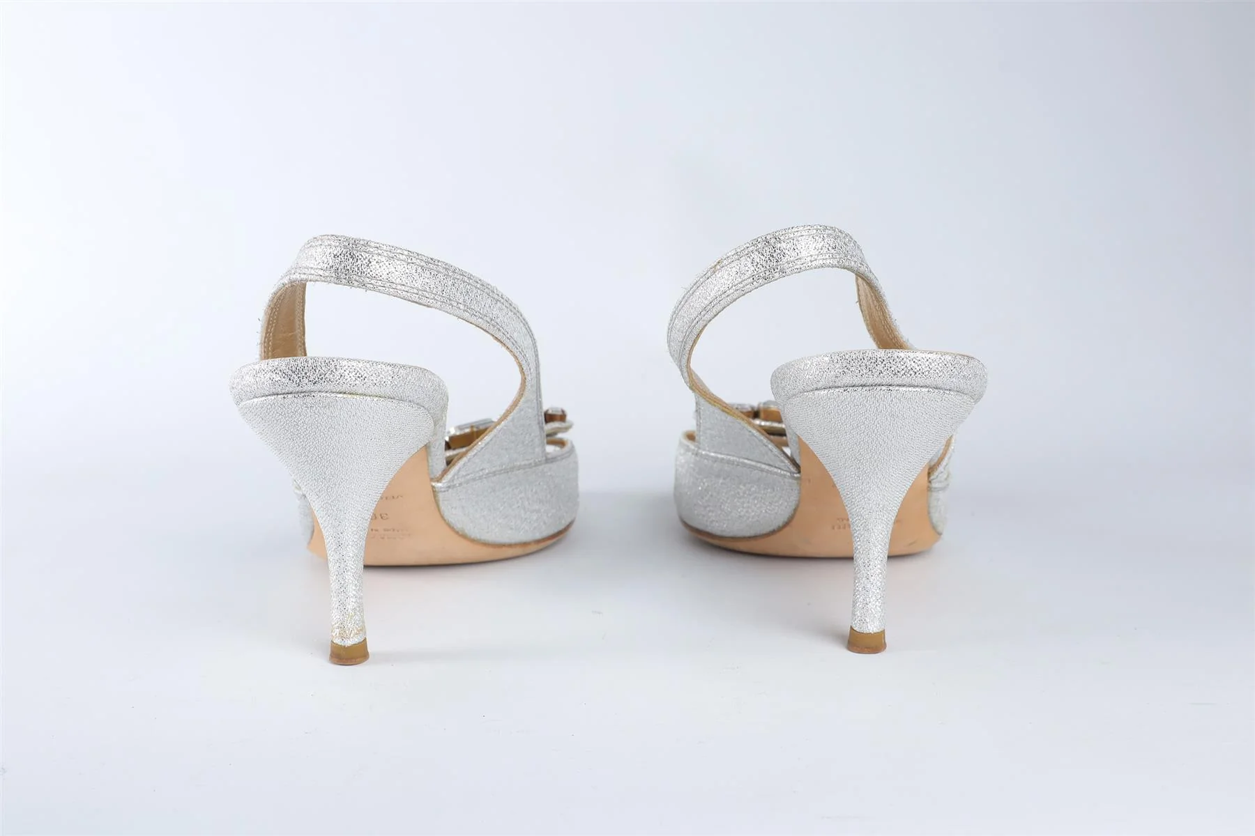 MIU MIU SILVER CRYSTAL AND LEATHER SLINGBACK SANDALS EU 36.5 UK 3.5 US 6.5 - Image 5