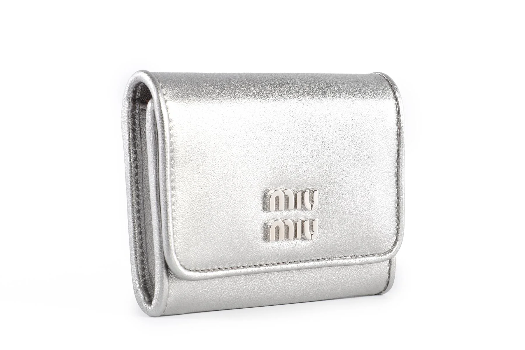 MIU MIU SILVER LEATHER WALLET ON CHAIN - Image 4