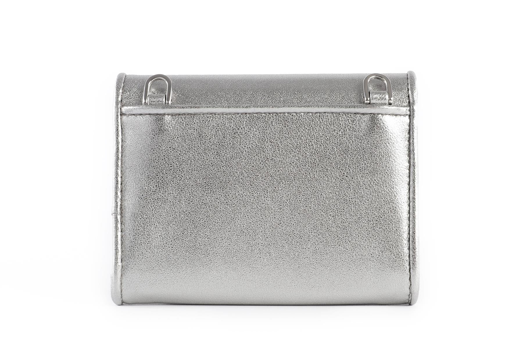 MIU MIU SILVER LEATHER WALLET ON CHAIN - Image 7