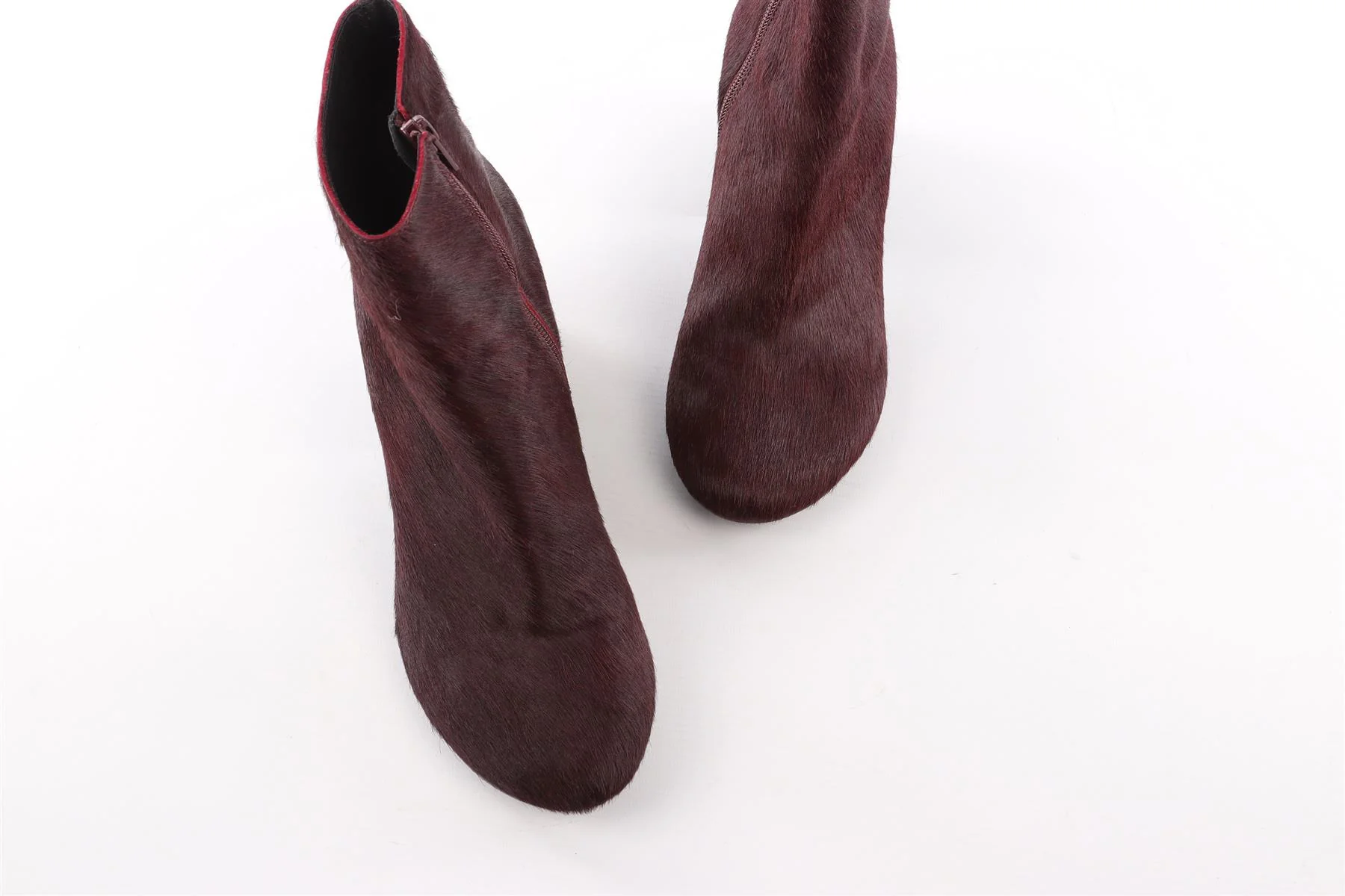 MM6 MAISON MARGIELO BURGUNDY CALF HAIR ANKLE BOOTS EU 40.5 UK 7.5 US 10.5 - Image 4