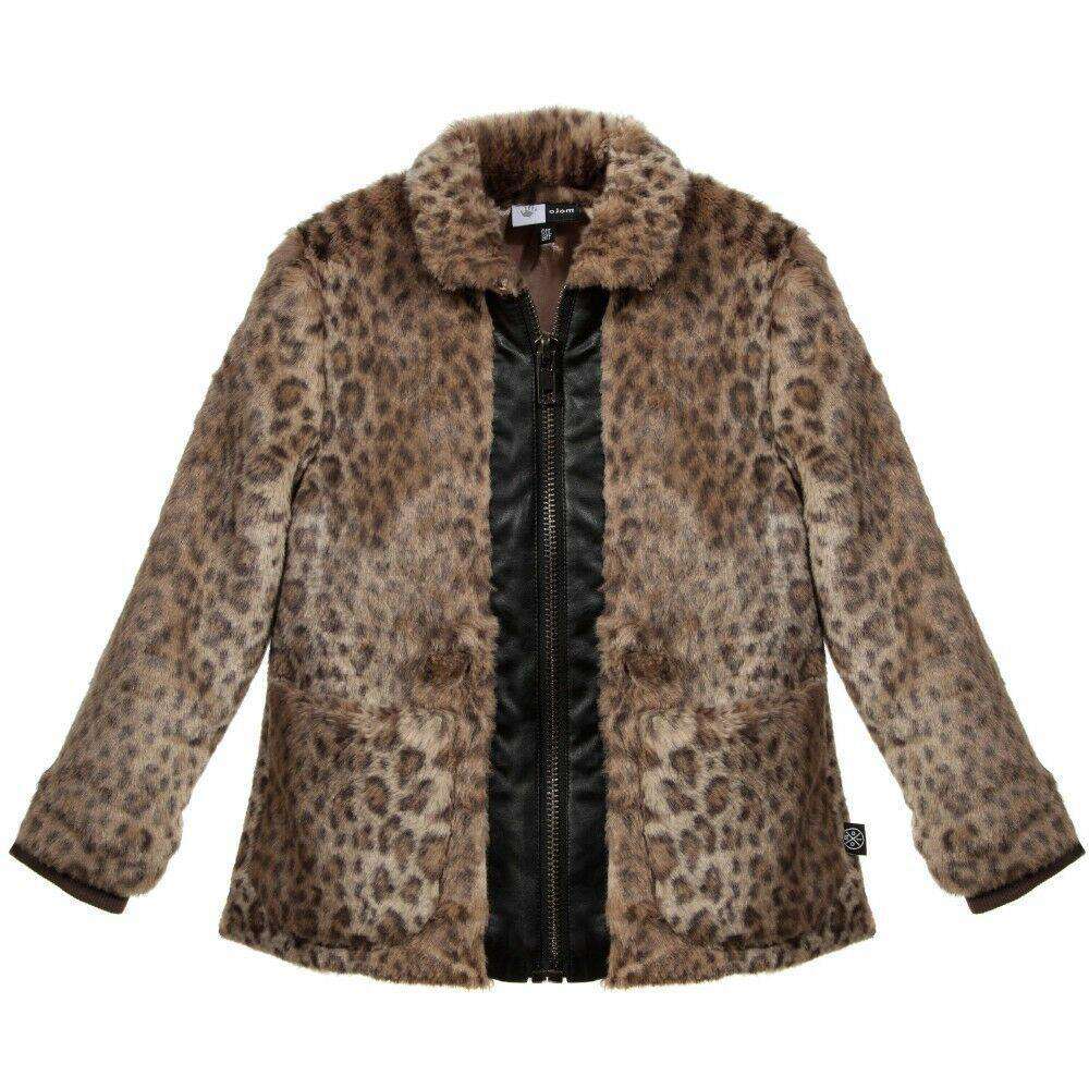 MOLO KIDS GIRLS LEOPARD FAUX FUR COAT 3 YEARS