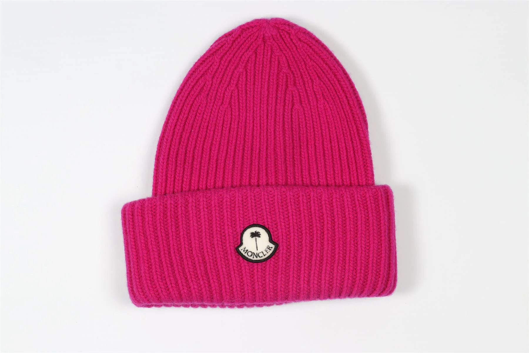 MONCLER + PALM ANGELS PINK WOOL BEANIE ONE SIZE - Image 2