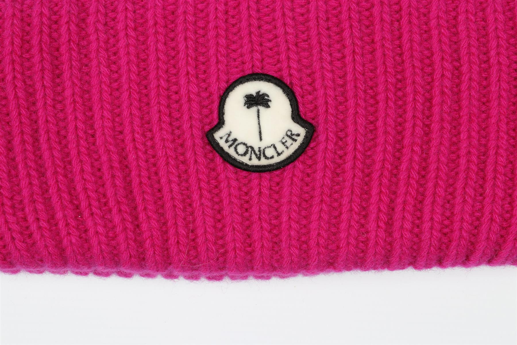 MONCLER + PALM ANGELS PINK WOOL BEANIE ONE SIZE - Image 8