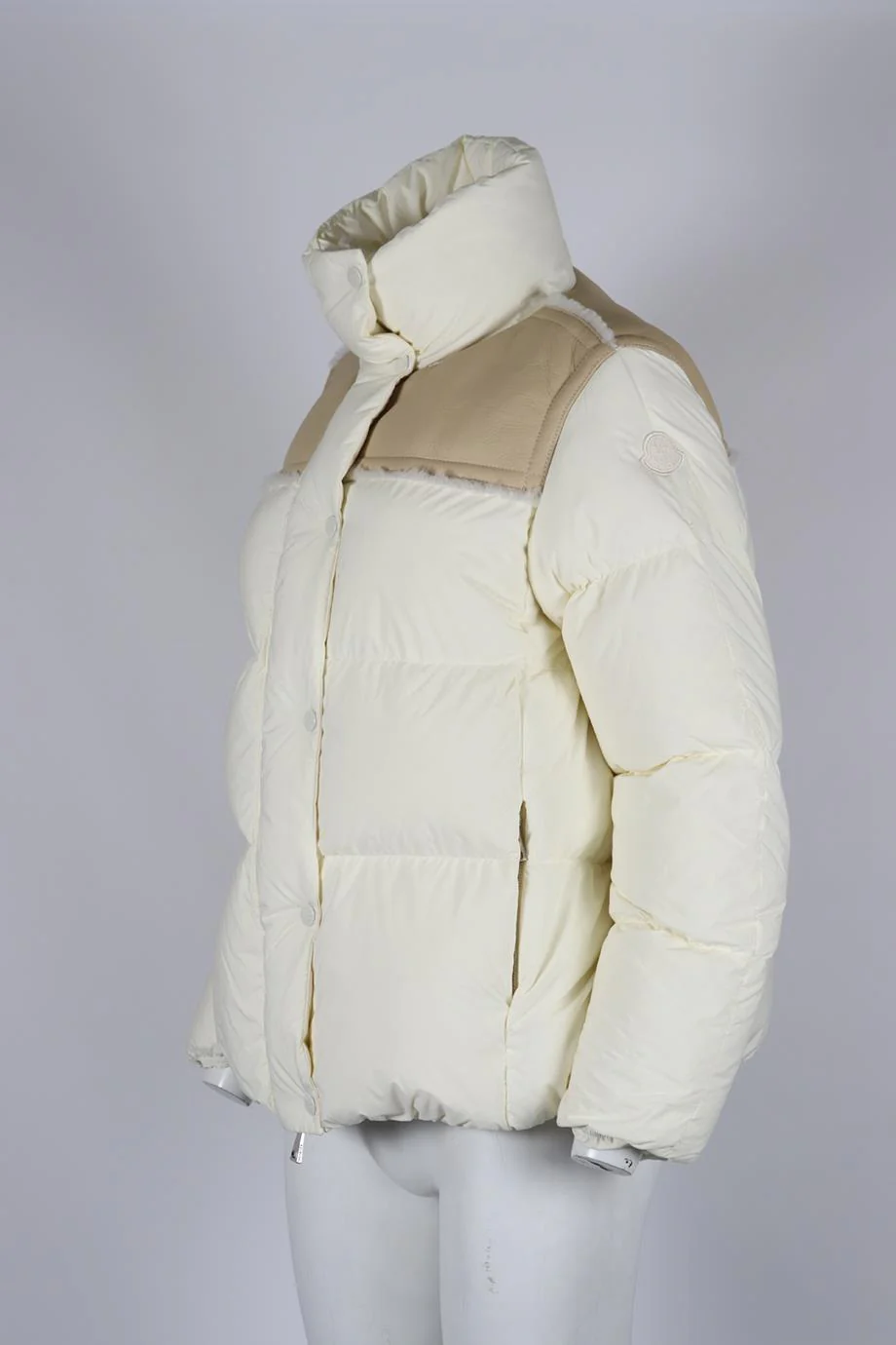 MONCLER SHEARLING TRIMMED QUILTED SHELL DOWN JACKET UK 8 - Image 3