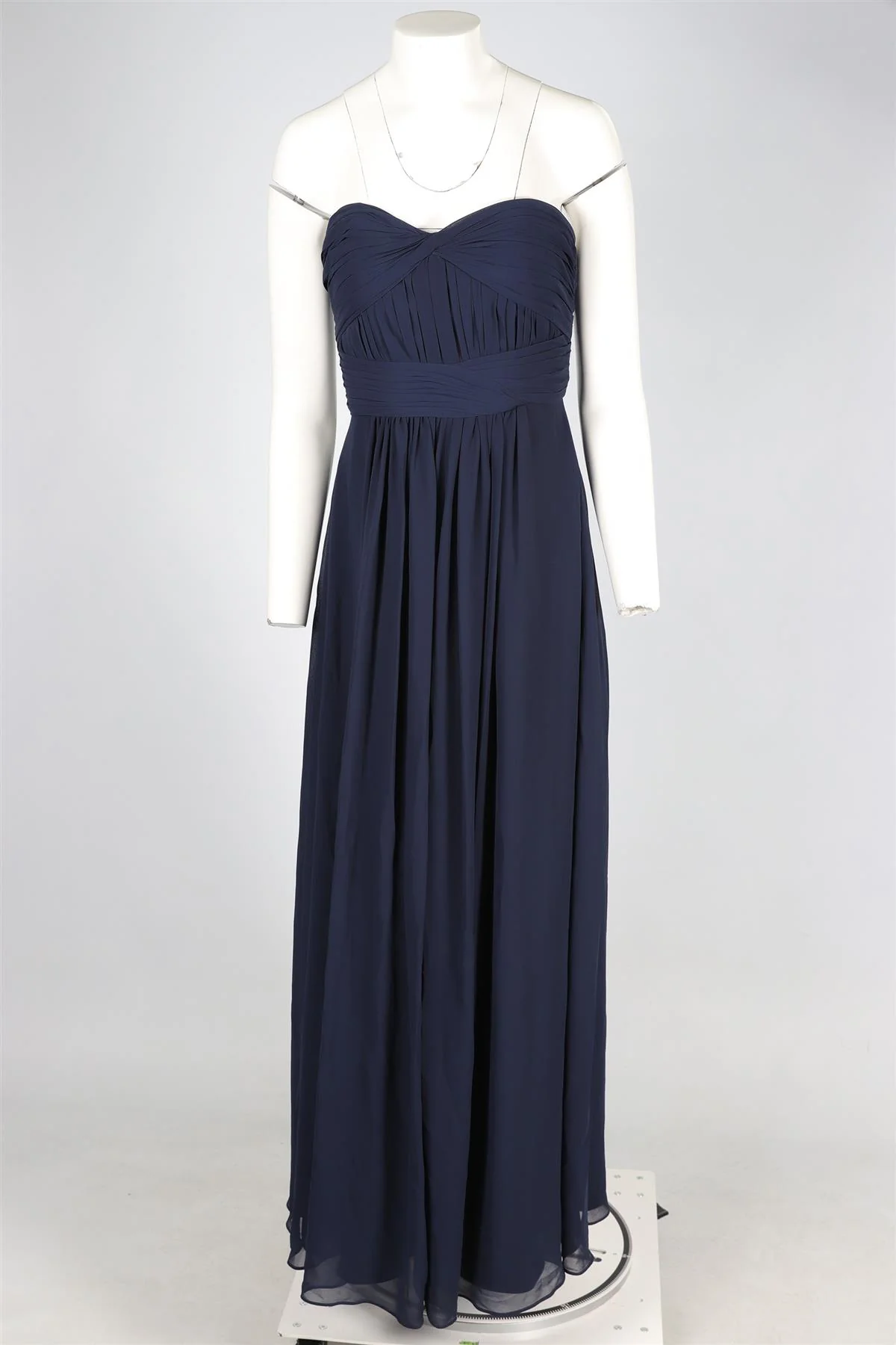 MONIQUE LHUILLIER BLUE CHIFFON MAXI DRESS US 0 UK 4 - Image 2