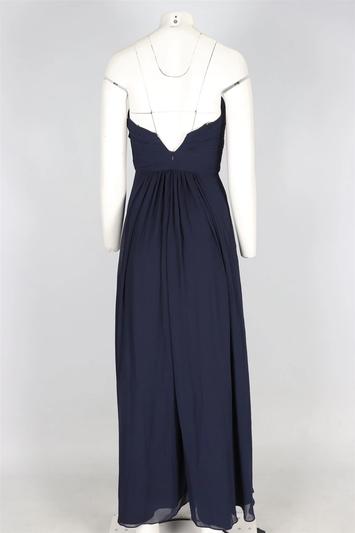 MONIQUE LHUILLIER BLUE CHIFFON MAXI DRESS US 0 UK 4 - Image 4