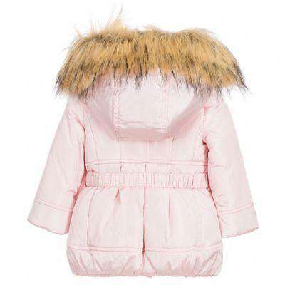 MONNALISA BABY GIRLS PADDED PINK JACKET COAT WITH FUR TRIM  36 MONTHS - Image 2