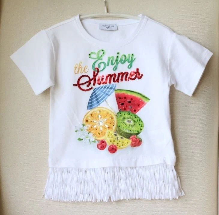 MONNALISA BABY GIRLS TROPICAL FRUITS FRINGE TOP 2 YEARS - Image 6